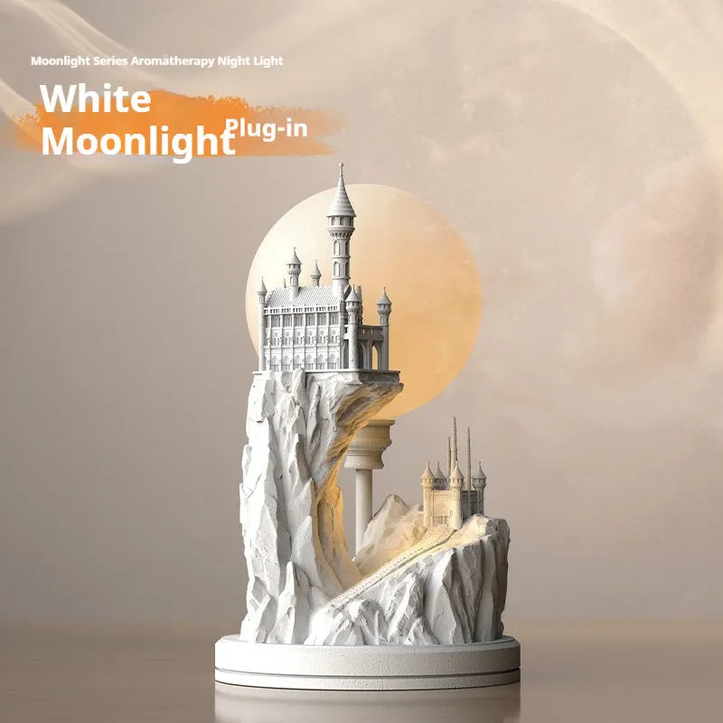 White composite gypsum desk lamp with wire control switch for bedroom night lighting