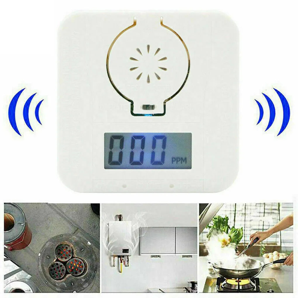 White wireless carbon monoxide alarm for wall mounting with 1.5 metre detection distance