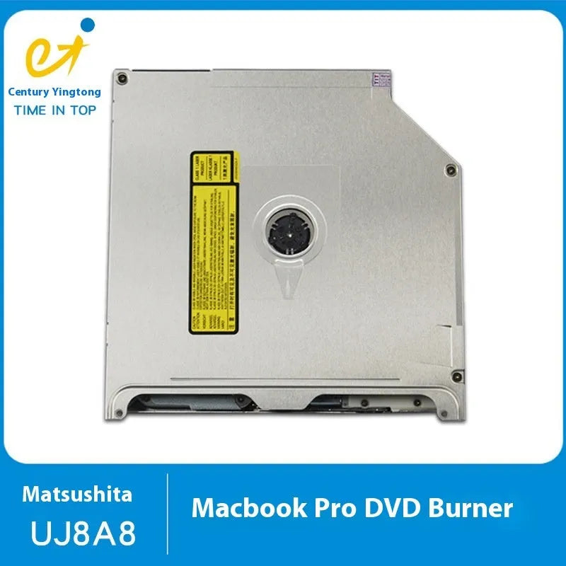 Silver SATA optical drive for MacBook Pro 13-inch laptops measuring 128x128x9.5mm