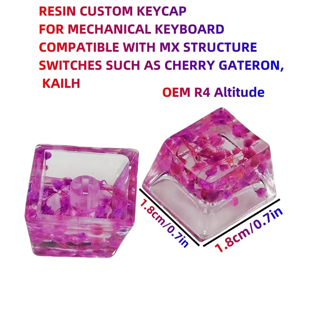 Translucent resin keycap with starry sky effect for MX mechanical keyboard switches