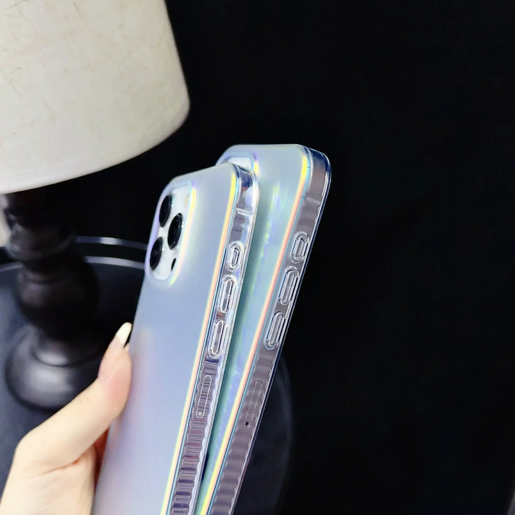 Frosted double-layer drop-resistant protective cover for iPhone 11-16 with colour-changing feather pattern and matte finish