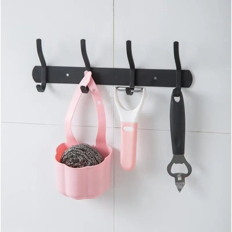 Nordic style plastic drain basket for kitchen sinks in blue, grey or pink colours