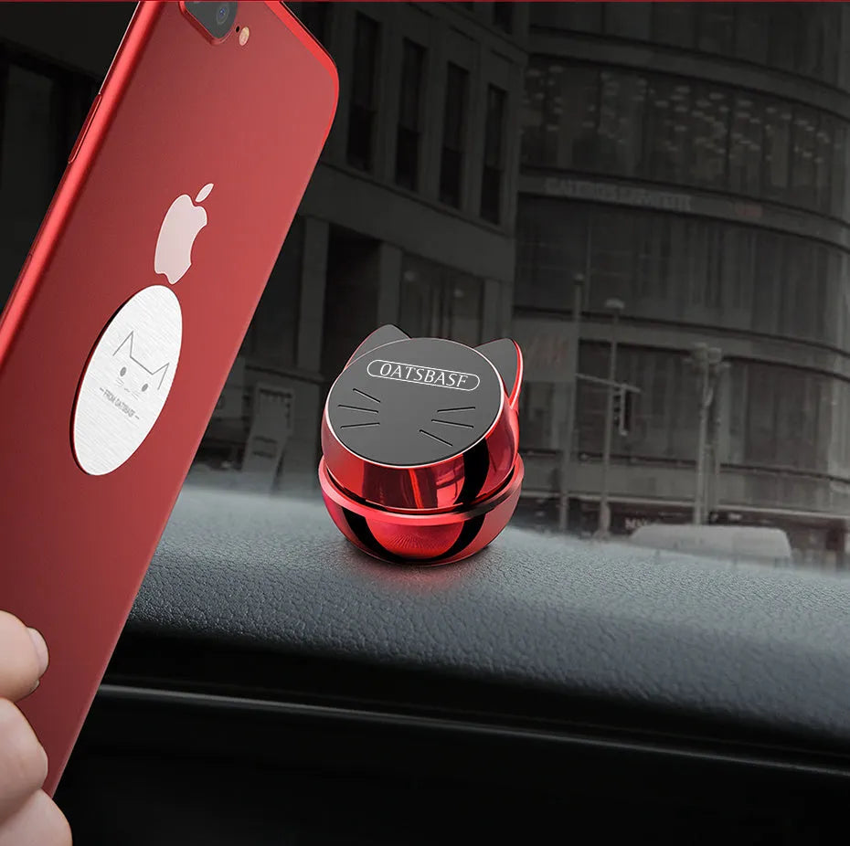 OATSBASF universal magnetic car phone holder with 360-degree rotation in black, white, and brilliant red