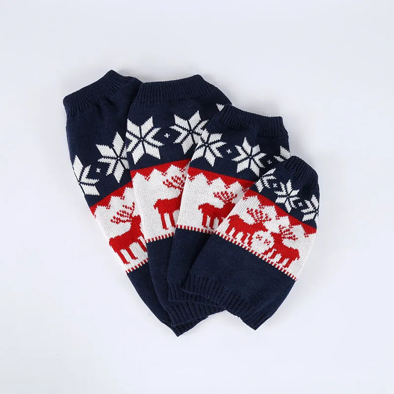 Navy blue knitted Christmas sweater for dogs in European American style