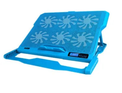 Metal mesh laptop cooling board with LCD speed control display in black colour