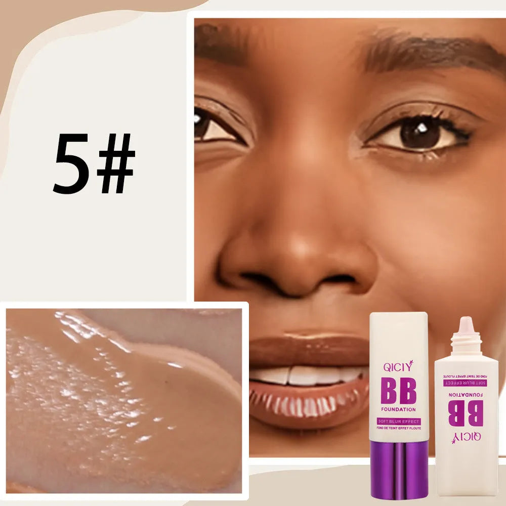 Feeding bottle containing liquid foundation concealer BB cream in ten different shade options.