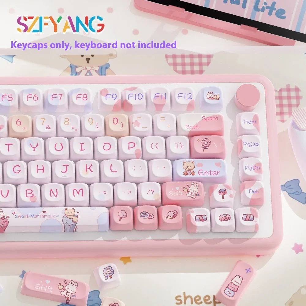 Sweet Cotton Candy coloured mechanical keyboard keycap set showing pastel pink and blue keys