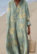Casual long sleeve shirt dress with a 3D printed floral pattern in a princess cut and wide waist.