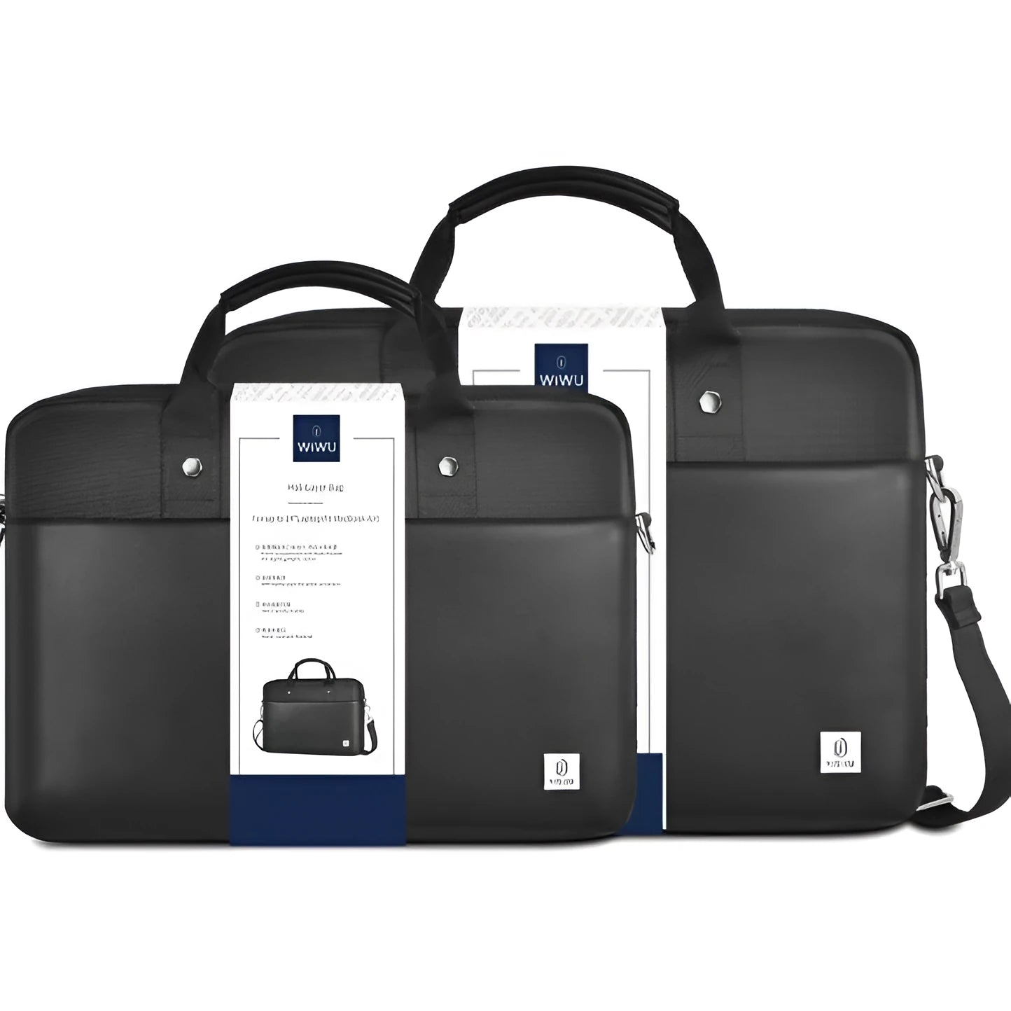 Black Oxford cloth laptop handbag with multiple internal pockets and a separate padded compartment for a 14 or 15.6 inch device.