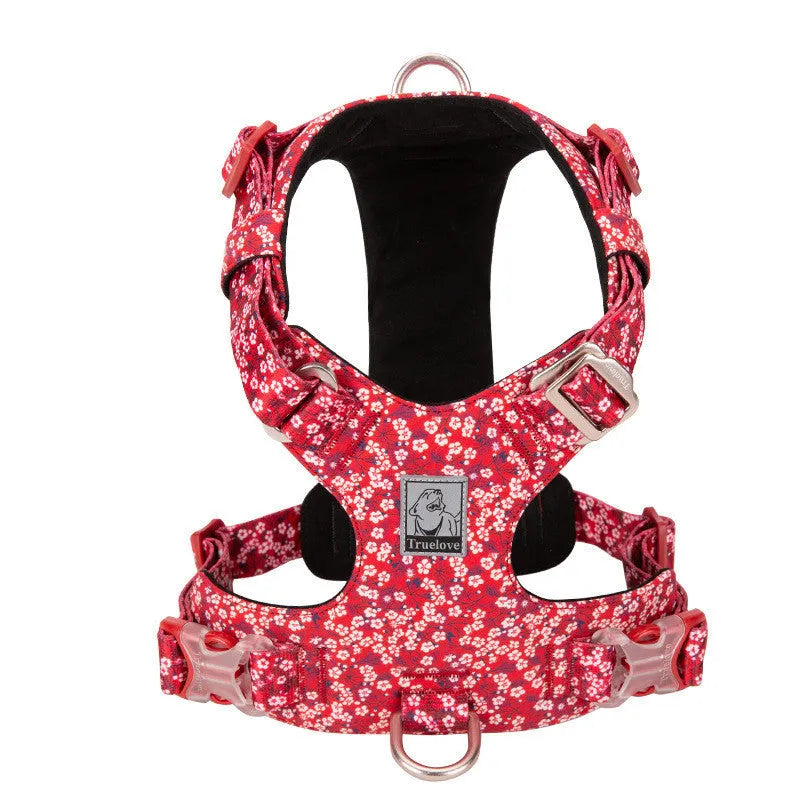 Floral pattern pet harness with chest strap for cats and small dogs