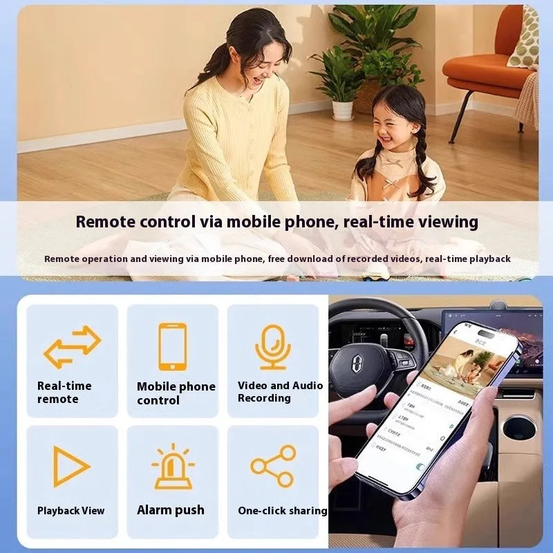 Wireless battery-powered indoor surveillance camera with compact ball design on included bracket.