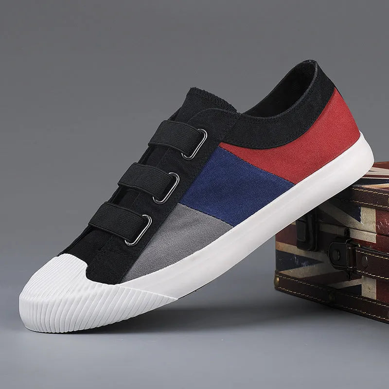 Men's low-top canvas sneakers with elastic band closure in multiple colour options
