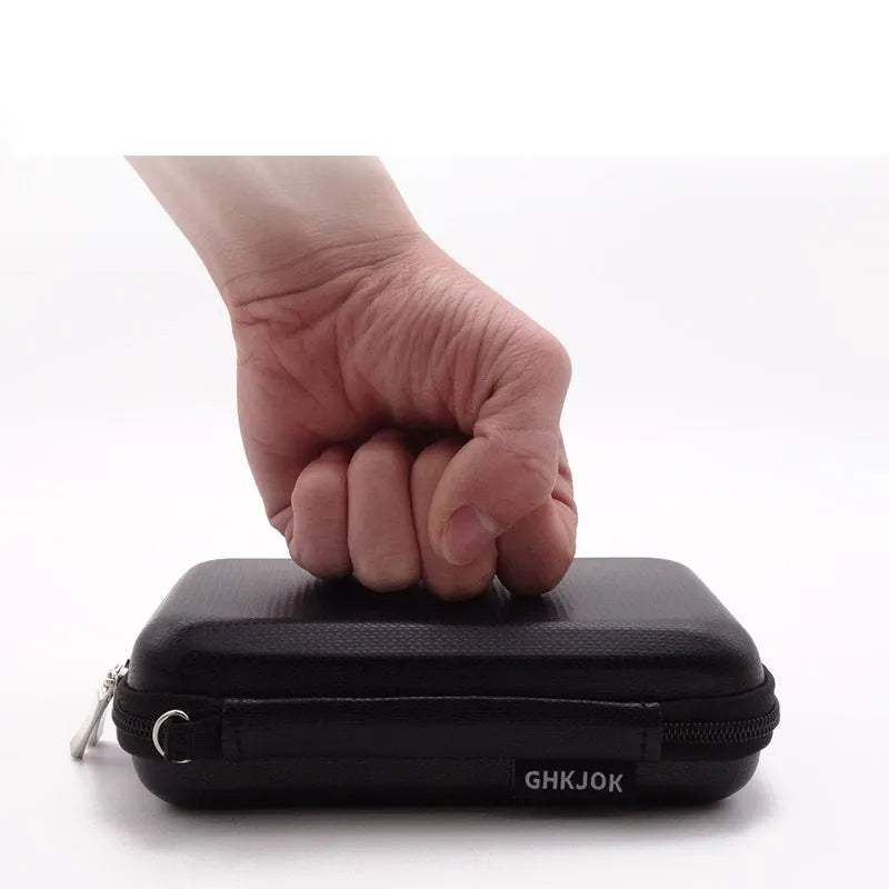 EVA 2.5-inch hard drive carrying case in black with zipper and mesh pocket