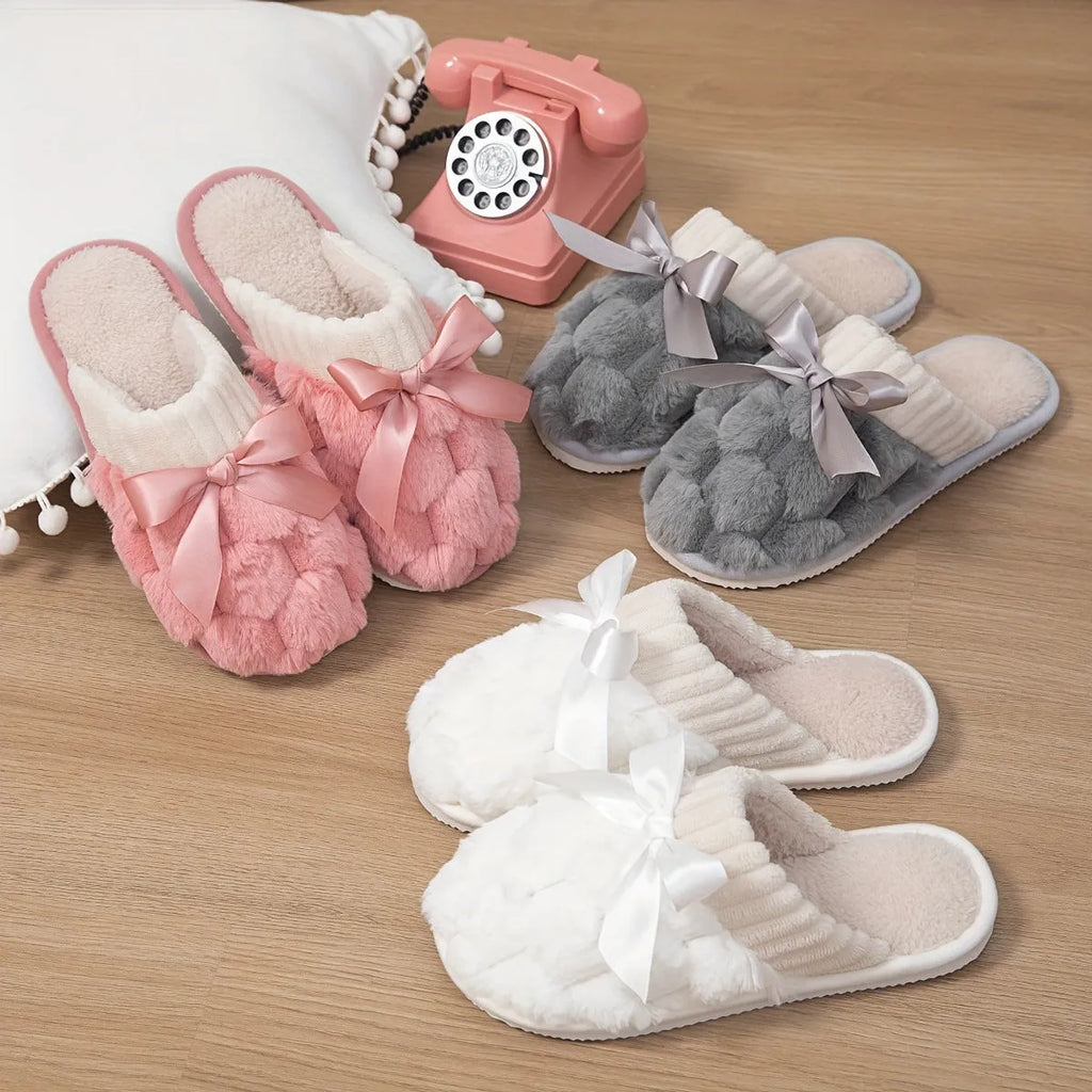 Soft bottom indoor slippers with plush lining, suede upper, and woven flax sole in multiple colours
