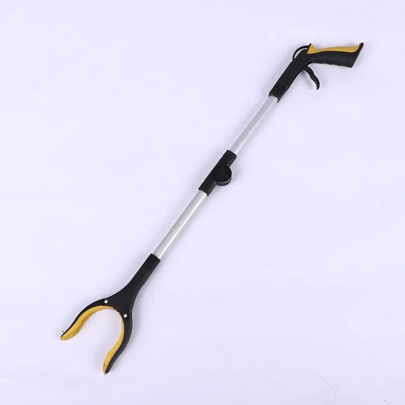 Folding aluminium household garbage clamp with magnetic pick-up sucker in silver with coloured handle