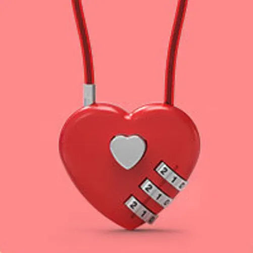 Heart-shaped combination lock with steel cable in multiple colour and length options.