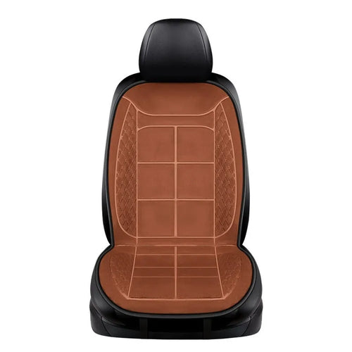 Car seat heating cushion with auto heating function in beige colour on car seat
