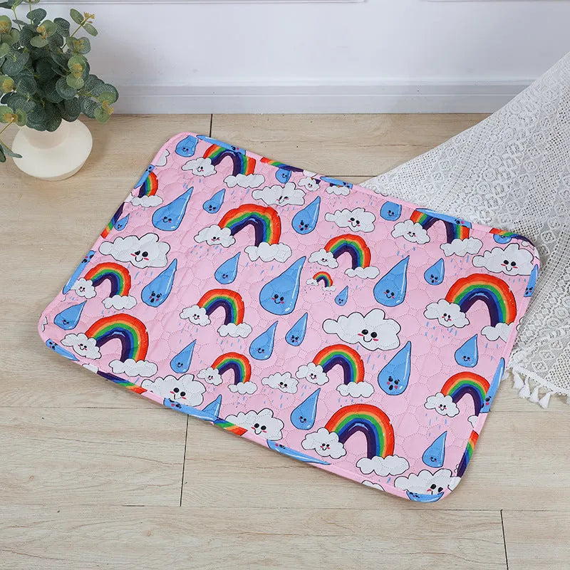Reusable washable waterproof pet urine pad in animal print pattern with non-slip backing