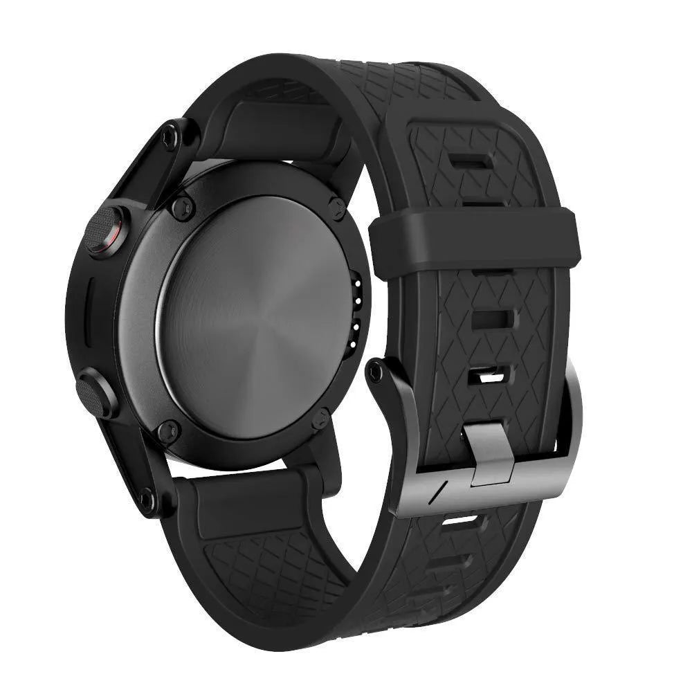 Black silicone watch strap with stainless steel watch-button connection for Jiaming 26mm watches
