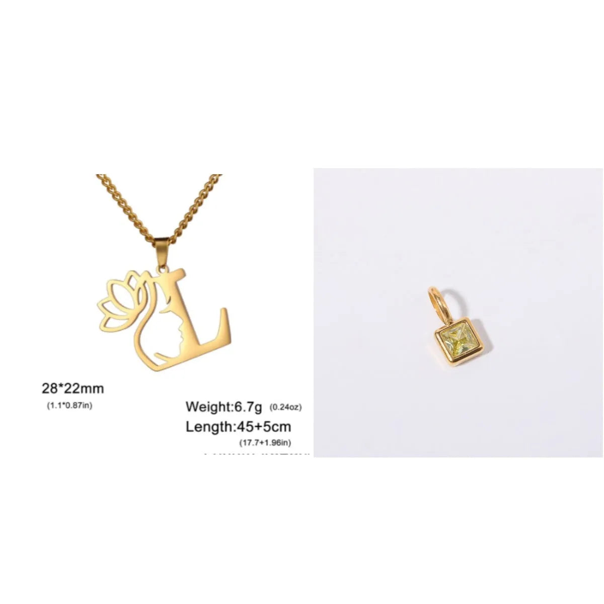 Gold and silver stainless steel fashion necklaces with a cross chain design and matching pendants.