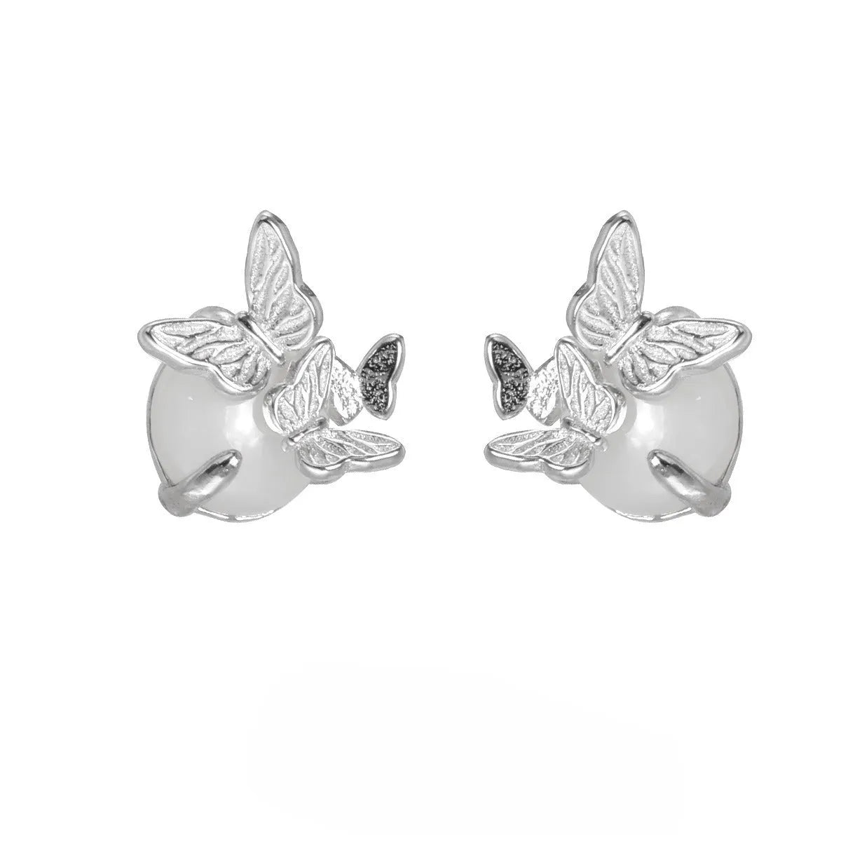 925 silver butterfly ear studs with electroplated finish in original cold style design