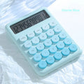 Desktop calculator with gradient colour design in violet, pink, blue or green.