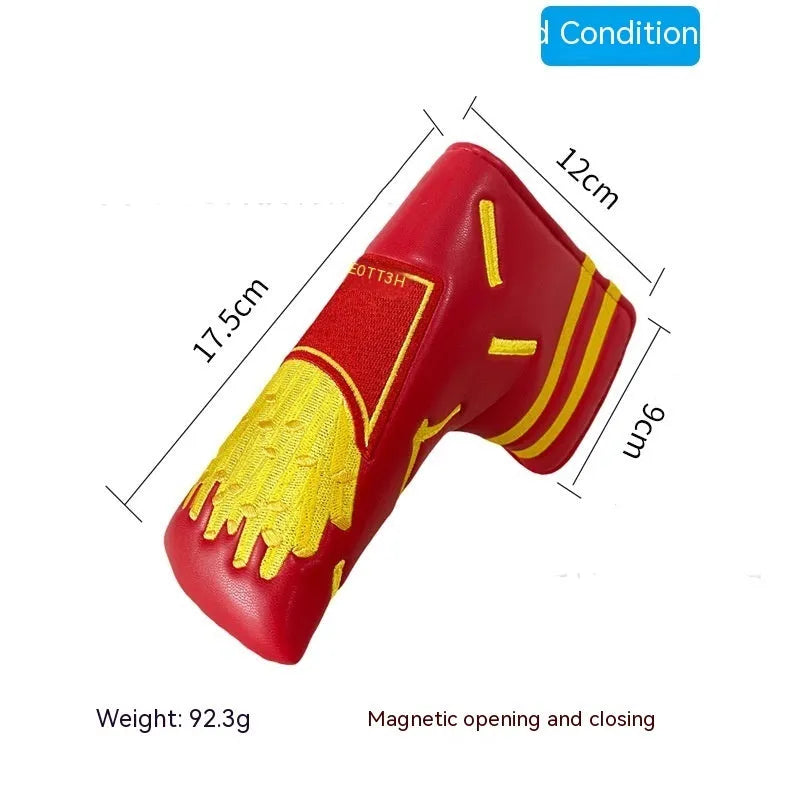 Golf putter sleeve cover in a novelty design, showing fleece lining and waterproof PU fabric.
