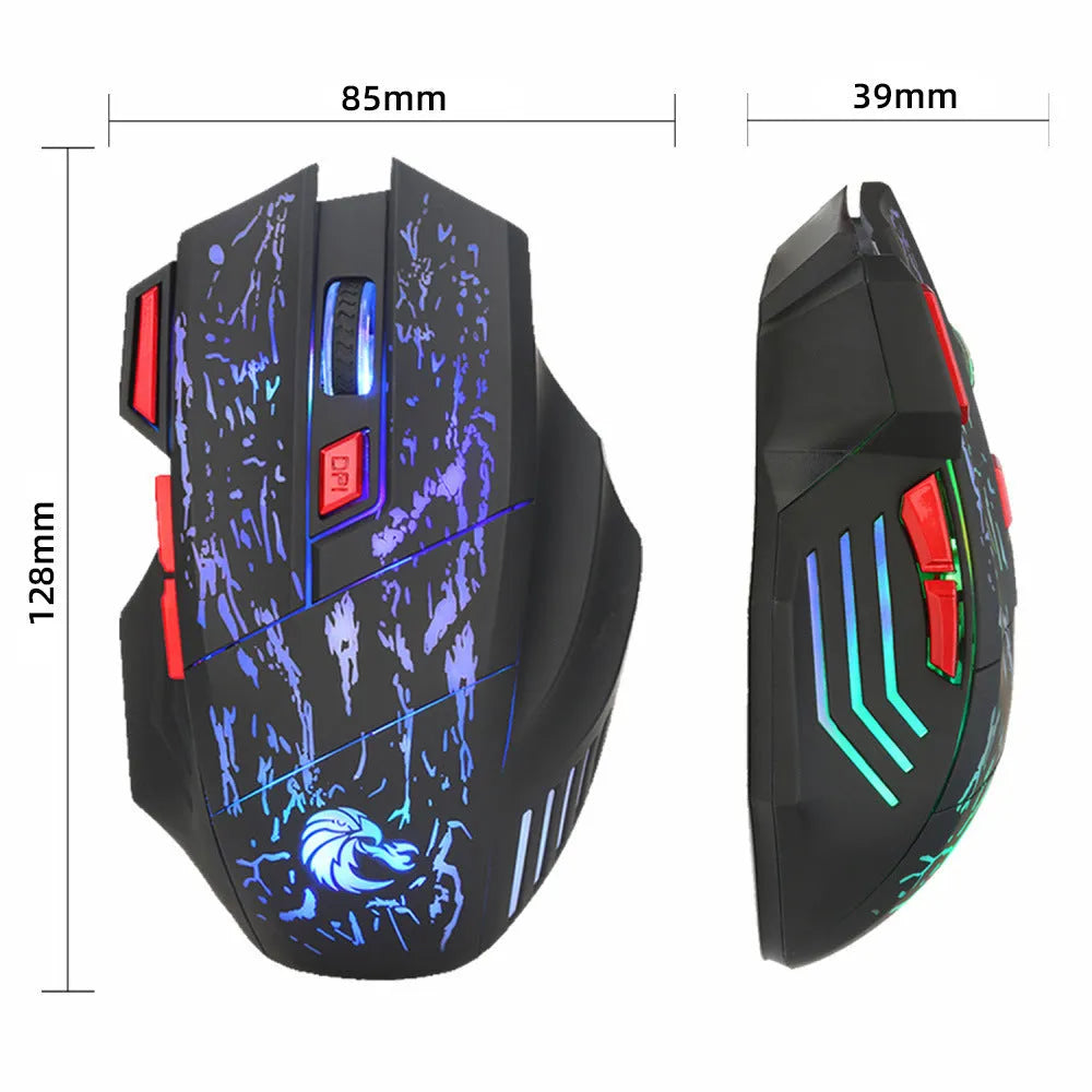 Water crack colourful luminous wired gaming mouse with ergonomic design and USB cable