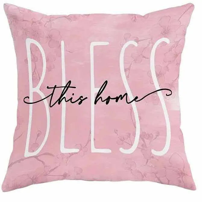 45x45cm short velvet cushion cover with cherry blossom letter design in four colour options