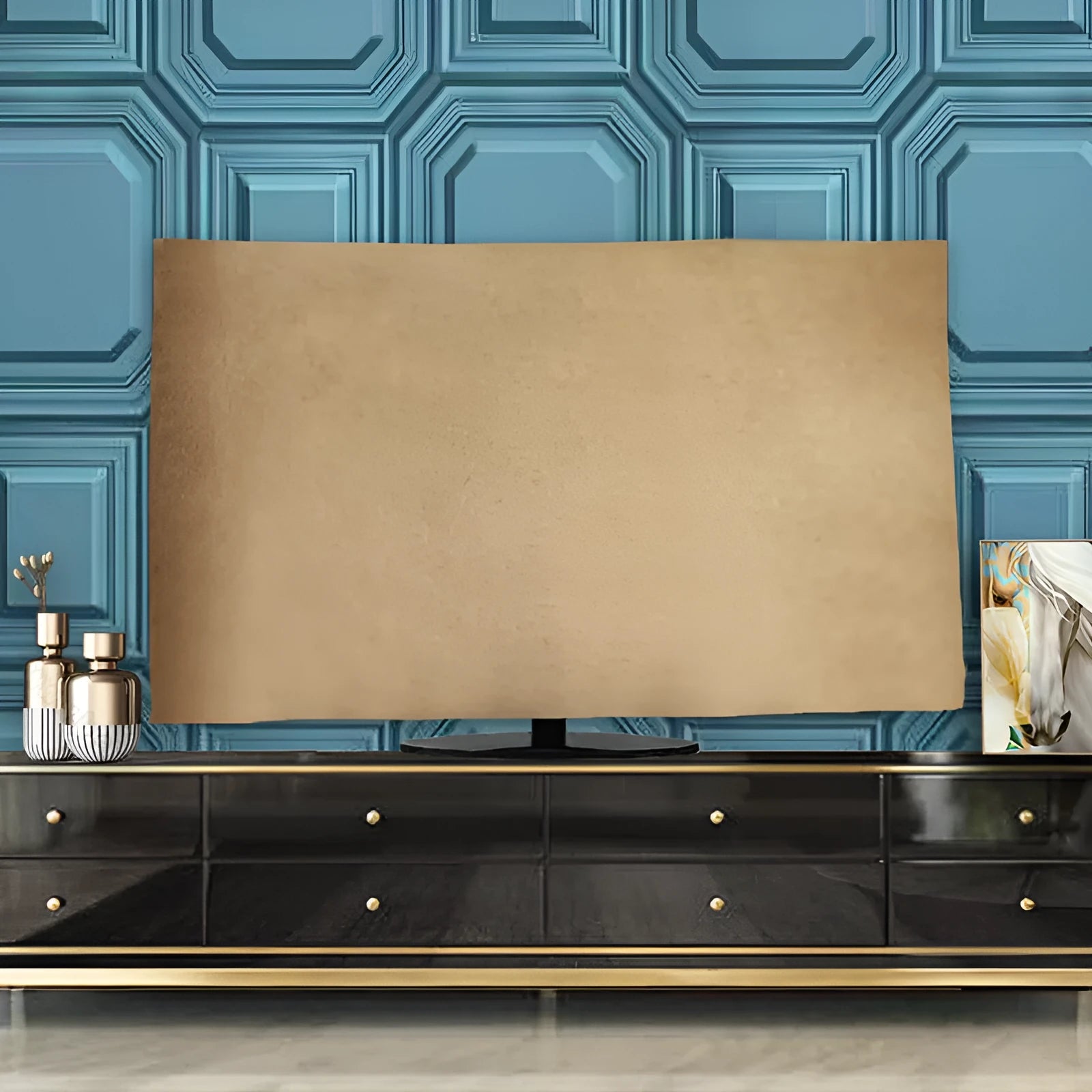 Velvet fabric LCD TV cover in multiple colours and sizes for dust protection.