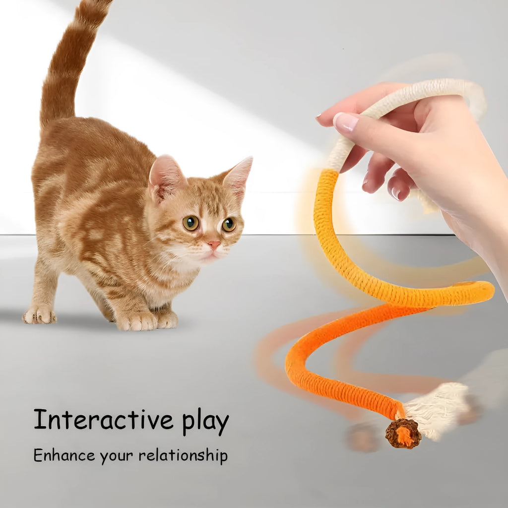 70cm long cotton cat chew rope toy in purple, orange or red with green colours