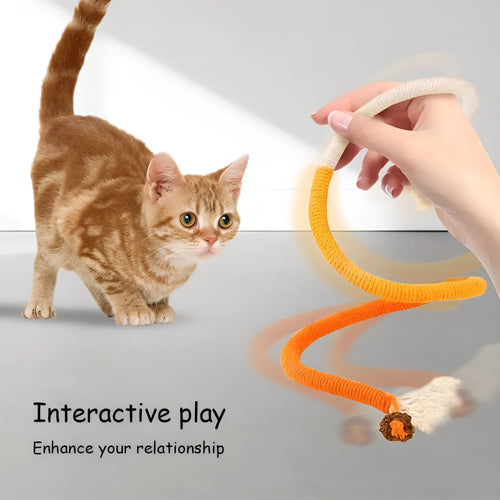 70cm long cotton cat chew rope toy in purple, orange or red with green colours