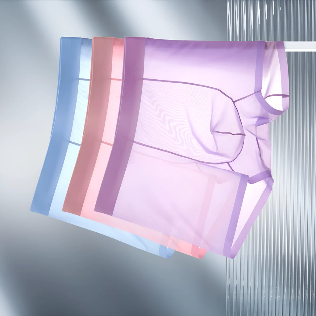 Ice Silk breathable boxer briefs in solid colours with seamless quick-drying design