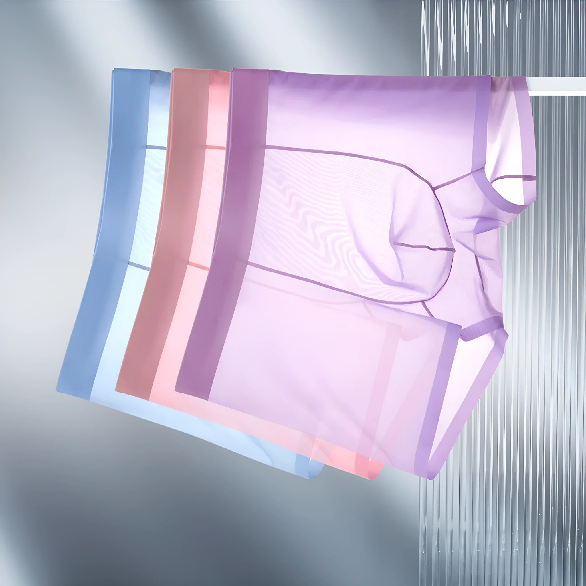 Ice Silk breathable boxer briefs in solid colours with seamless quick-drying design