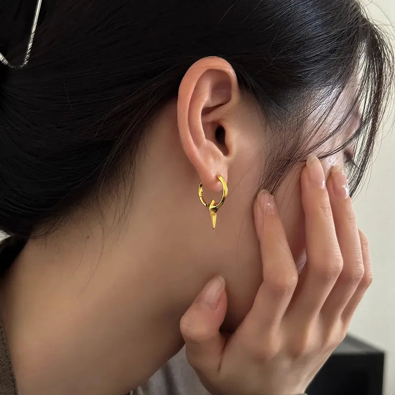 Women's geometric star ear clip earrings with copper white gold electroplated finish