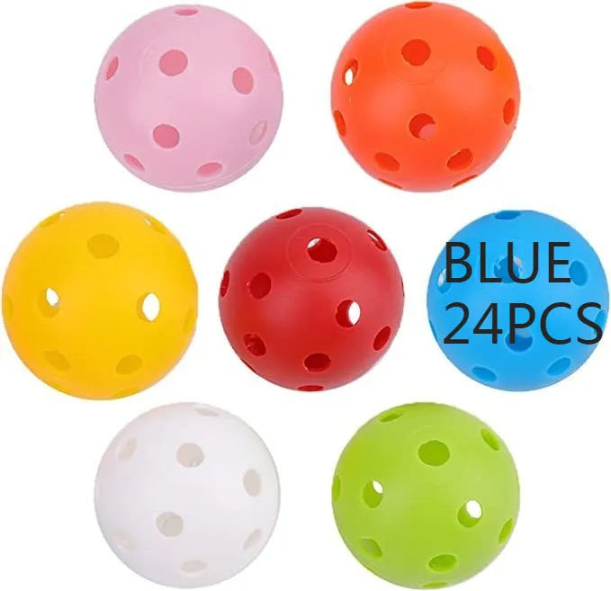 Multi-colour 42mm golf practice balls in blue, green, orange, red, white and yellow colours