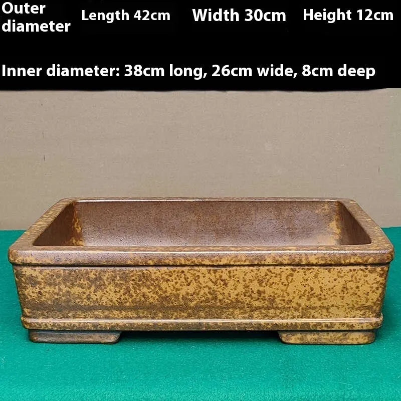Yixing purple sand rectangular flowerpot shallow design for corridor floor plant display