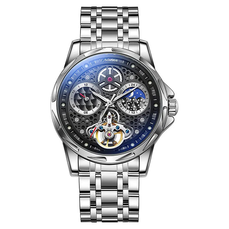 Men's automatic business watch with luminous markers and waterproof construction