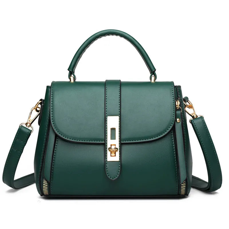 Soft PU leather women's messenger bag in a square vertical shape with an adjustable shoulder strap.