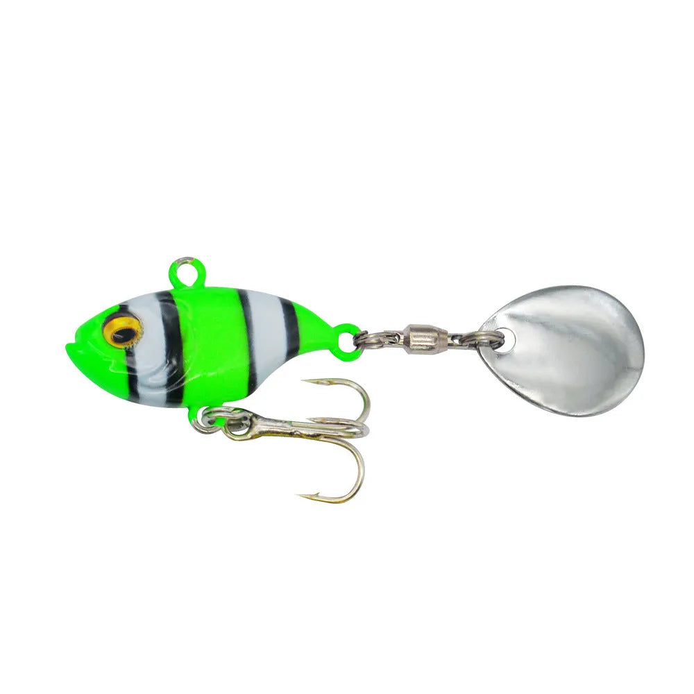Metal sea fishing iron plate lure with rotating sequin in six colour variations