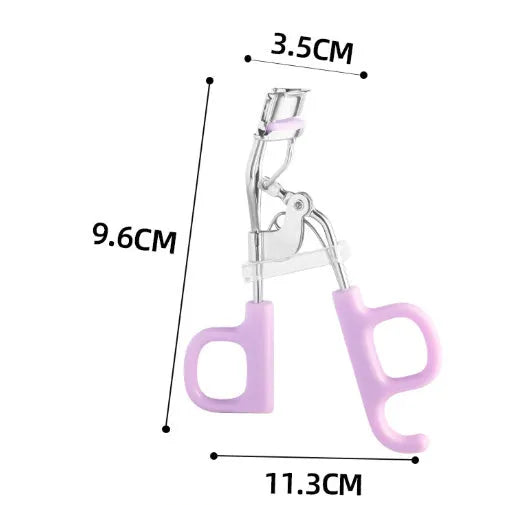 SUNFLOWER pink eyelash curler with chrome scissors handle on a white background.