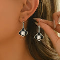 Retro fashion silver electroplated alloy earrings for women with creative design