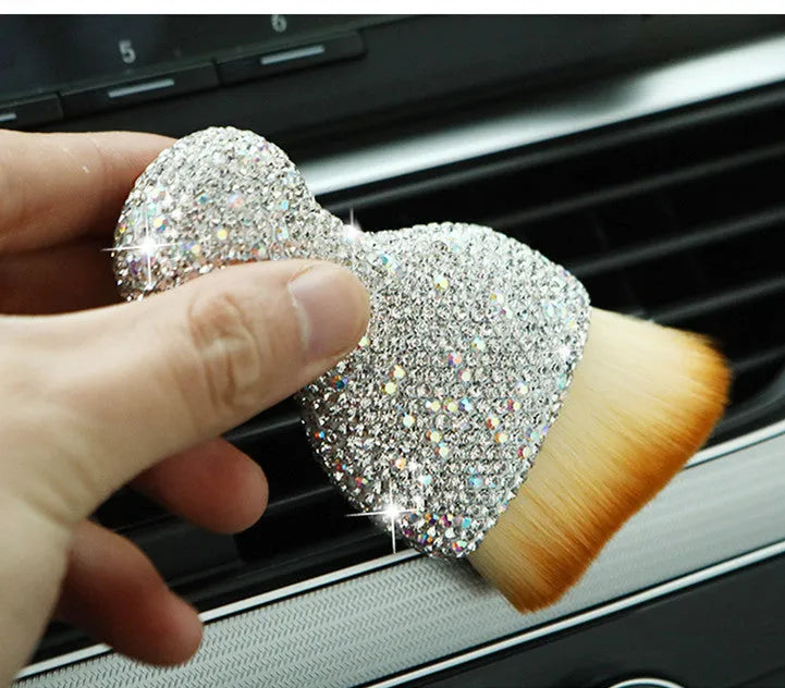 Car interior soft brush dust removal tool with flexible PVC bristles measuring 10cm by 5cm