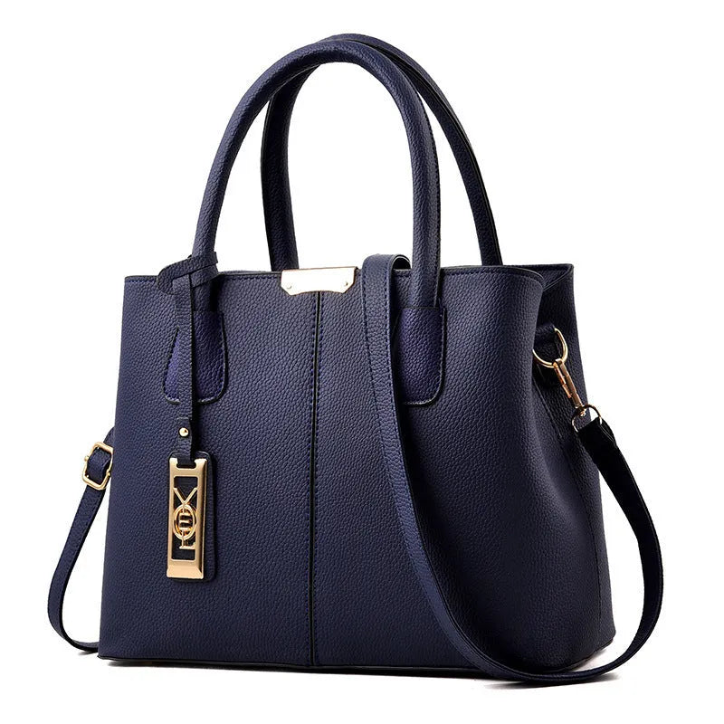 Women's large capacity square shoulder bag in soft PU leather with leather strap