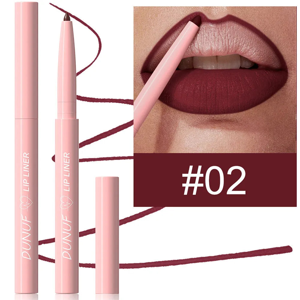 Velvet matte lip liner pencil in 12 colour options for precise lip definition