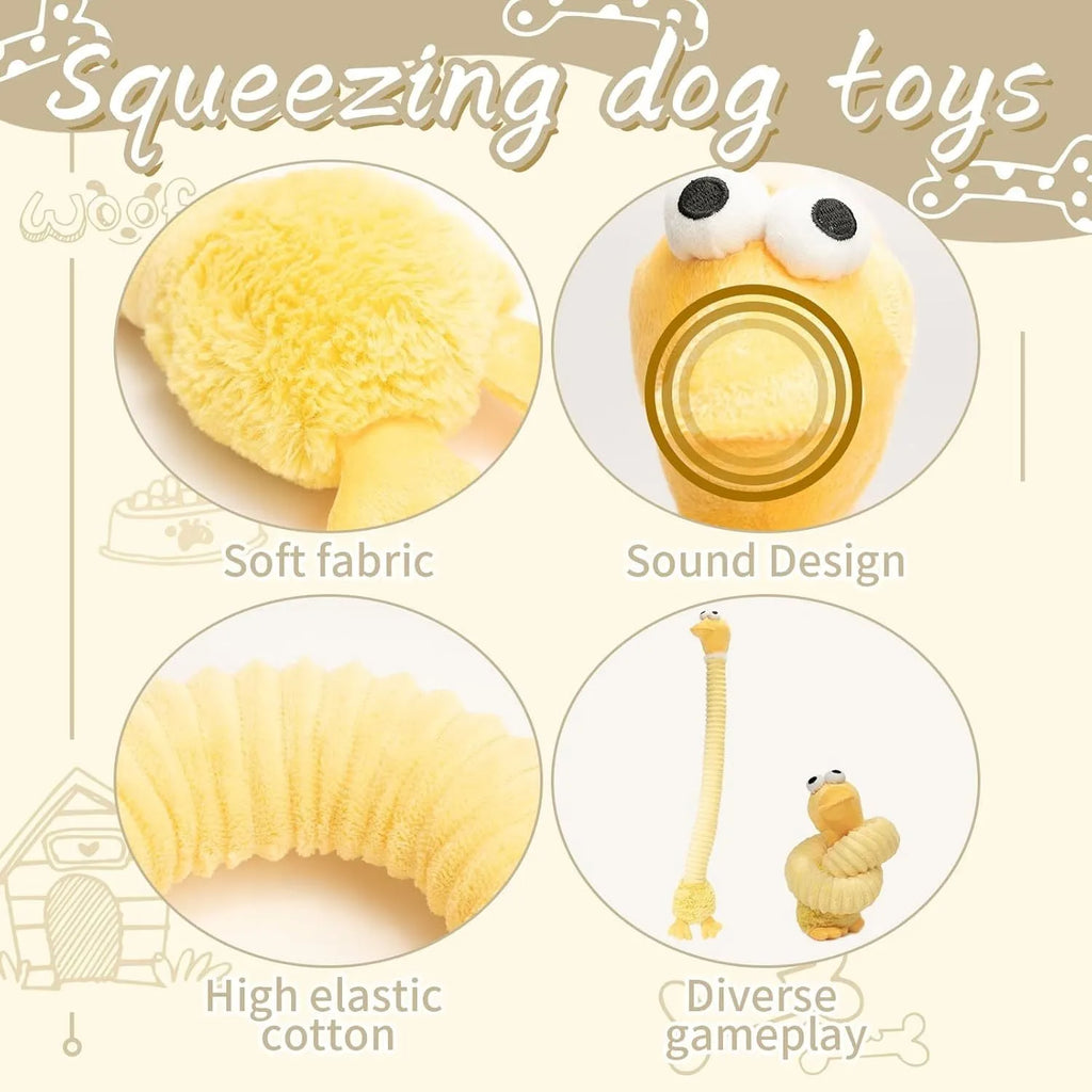 Brown plush dog toy with squeaker and crinkle sounds for small medium large dogs
