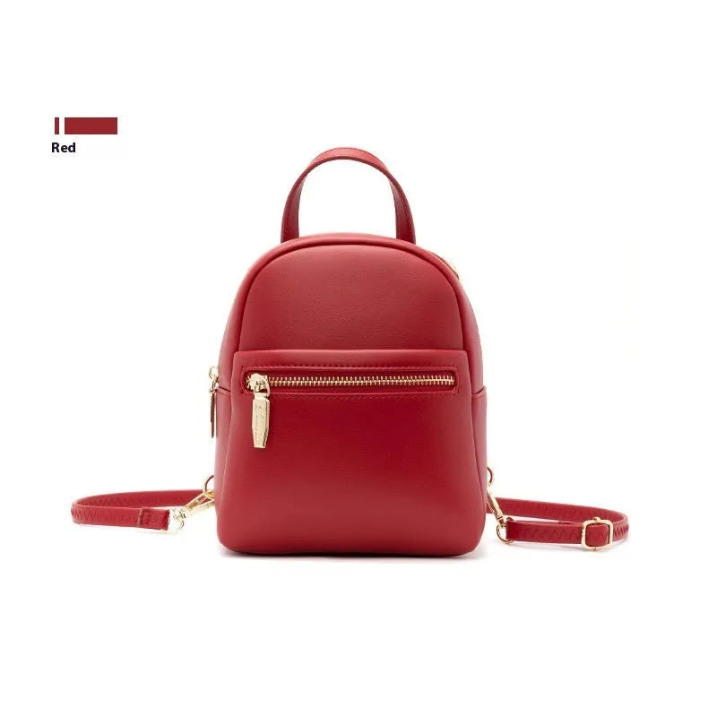 Soft PU mini backpack in multiple colours showing outer pocket and street style design