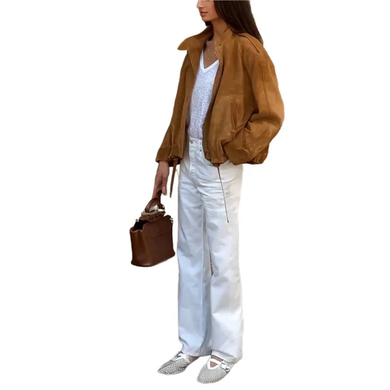 Retro style solid colour loose fit men's jacket with long sleeves on a hanger