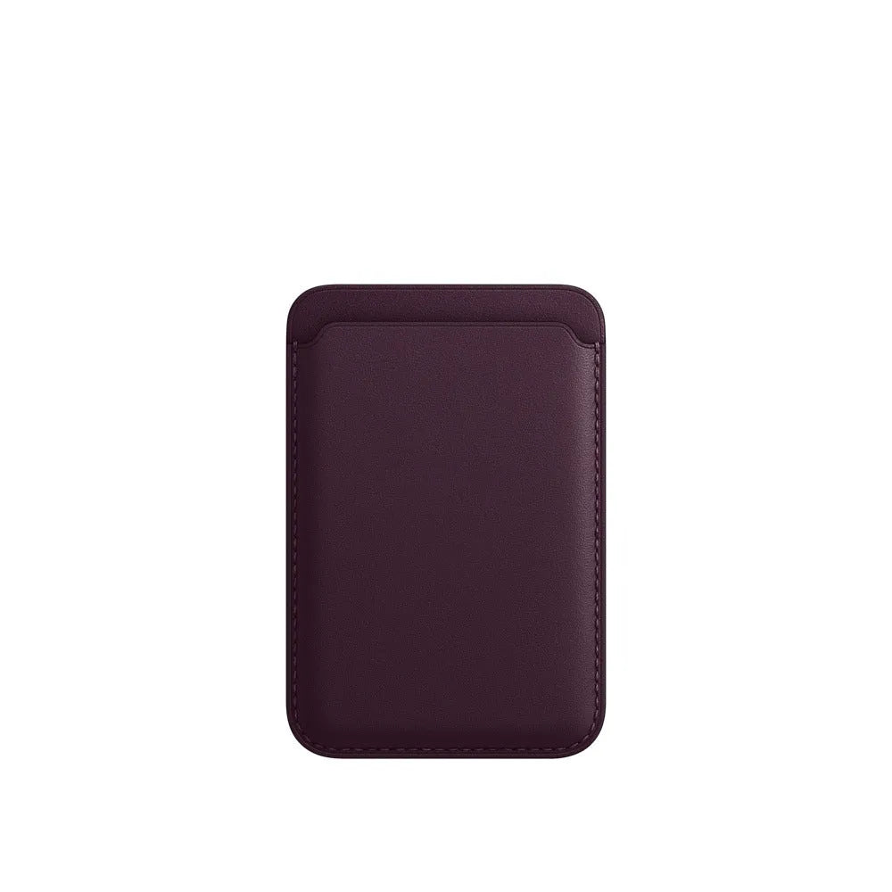Black magnetic leather card case for iPhone with wallet function and MagSafe compatibility