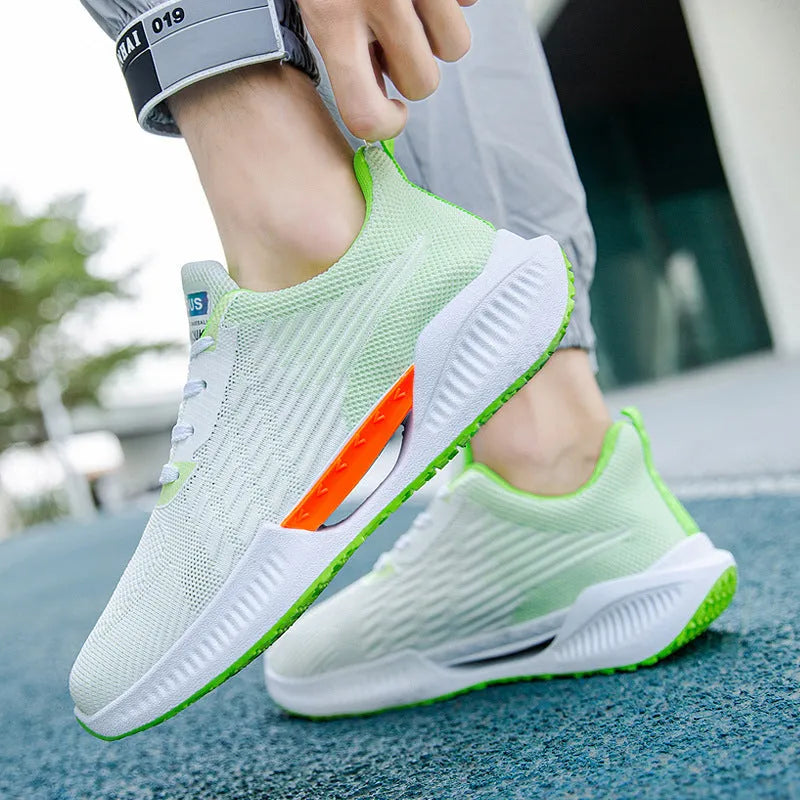Men's blue mesh casual shoes with cloth upper and plastic sole